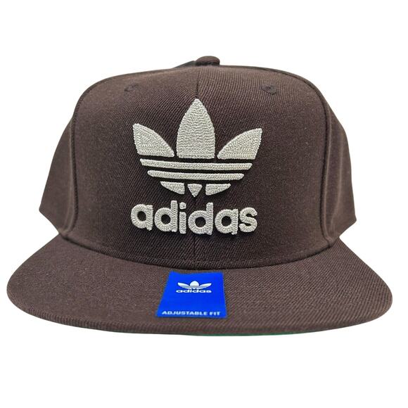 NWT Adidas Originals Trefoil Baseball Hat Chain Snapback Brown Men O/S - Picture 1 of 5